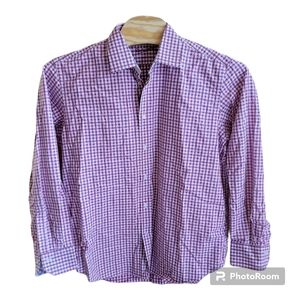 Robert Graham Mens Shirt Purple/White Check Flip Cuff Casino Vegas XL 17/44